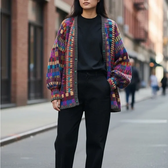 Vintage hand made Betty white Multicolor Women's Sweater size L - Picture 3 of 9